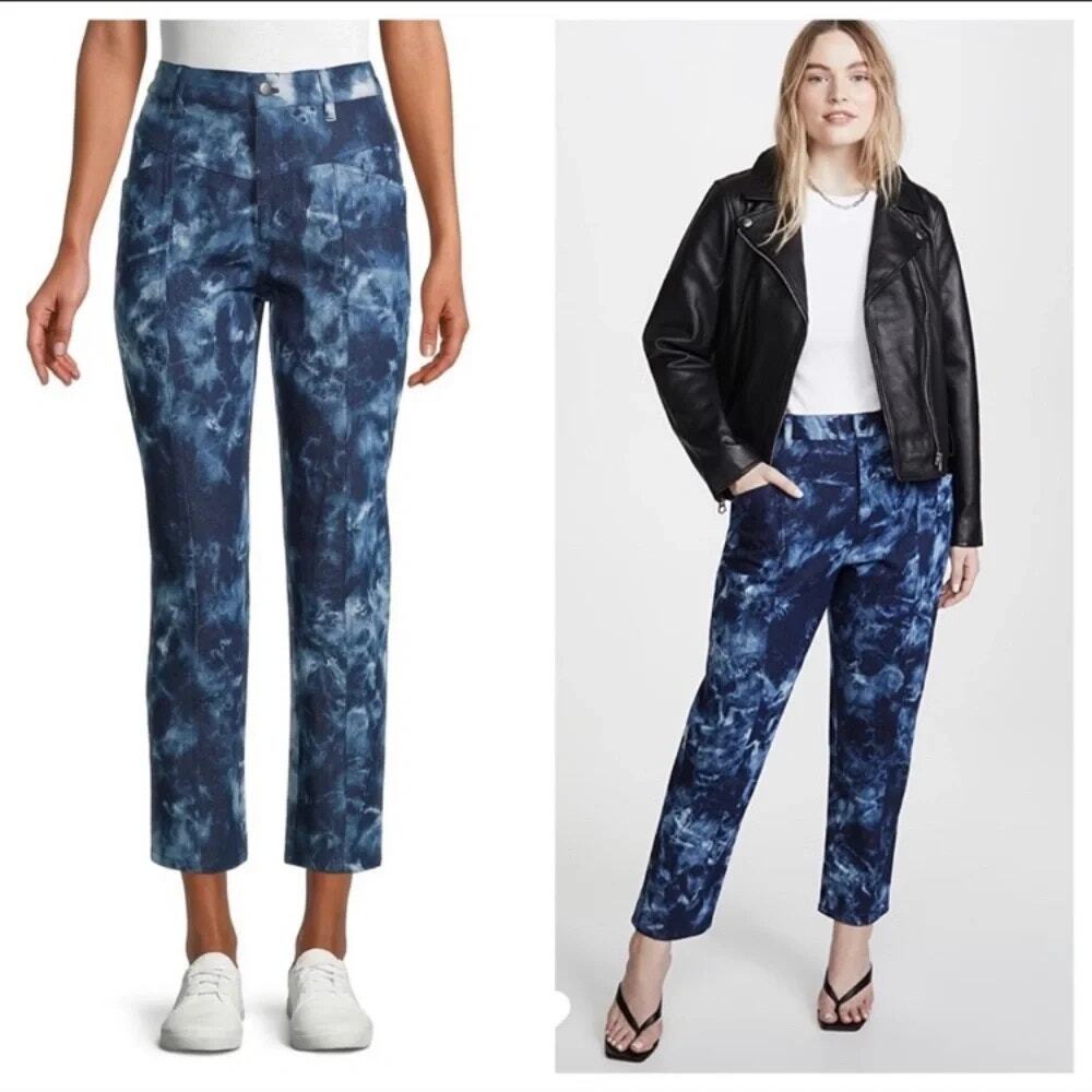 Rebecca Minkoff Sandra Indigo Blue Pool Tie-Dye Crop Pant Cotton Women's 6